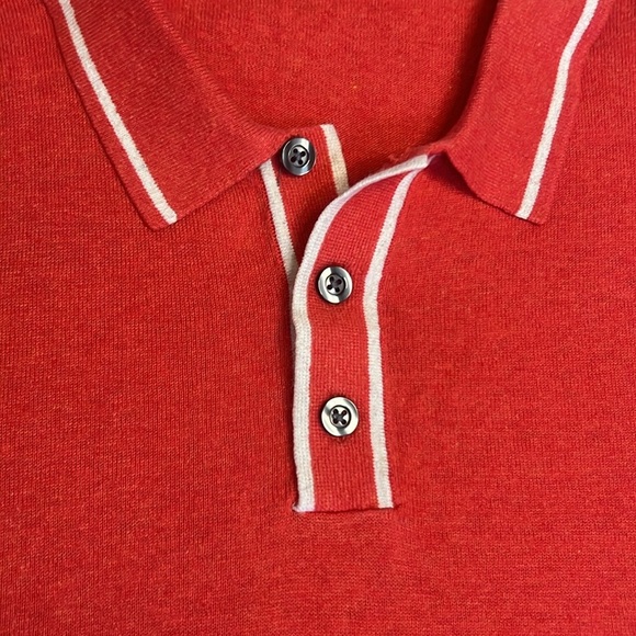 Banana Republic Silk Linen Blend Knit Polo XL Tall Coral Red EUC - Picture 3 of 9